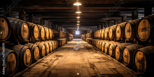 The barrels rest in the warehouse  their wooden curves a quiet promise of aging spirits within