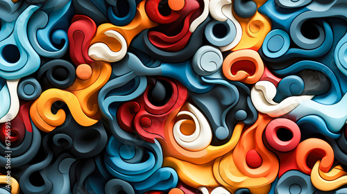 abstract background with swirls and waves in blue and orange colors