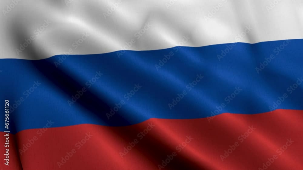 Russia Flag. Waving  Fabric Satin Texture Flag of Russia 3D illustration. Real Texture Flag of the Russian Federation