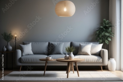 Interior of modern living room with sofa, coffee table © drimerz