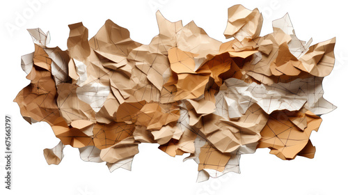 Artistic Arrangement of Torn Cardboard Pieces Isolated on Transparent or White Background, PNG