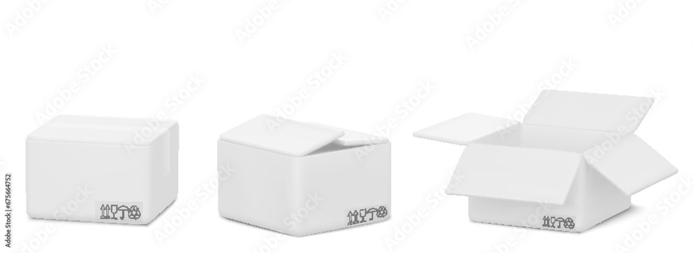3d white cardboard box icon set standing front view isolated on white background. realistic vector 3d white cardboard box icon set standing front view isolated on white background. realistic vector