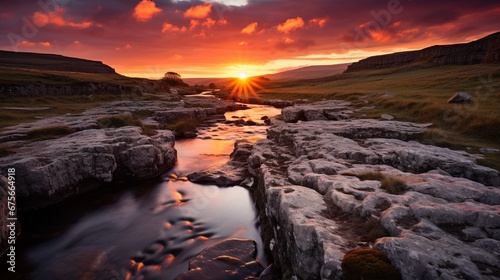 A beautiful sunset over the Yorkshire Dales National Park at the Winskill Stones near Settle © Muhammad