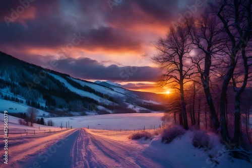 winter sunset in the mountains © CREATER CENTER