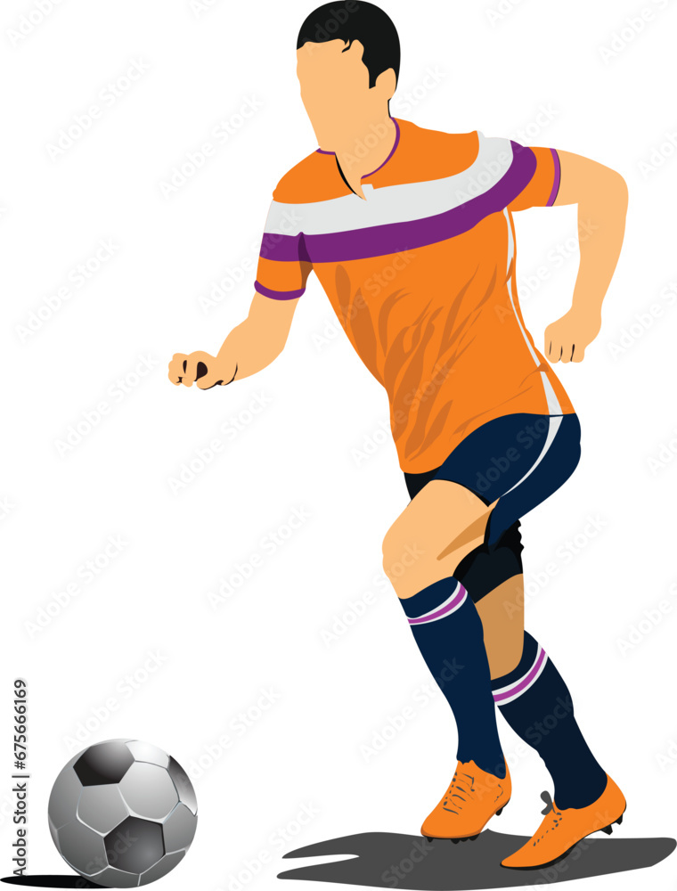 Football (soccer) players. Colored Vector illustration for designers
