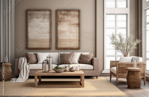 Luxurious living room area composition in rustic style © JuanM