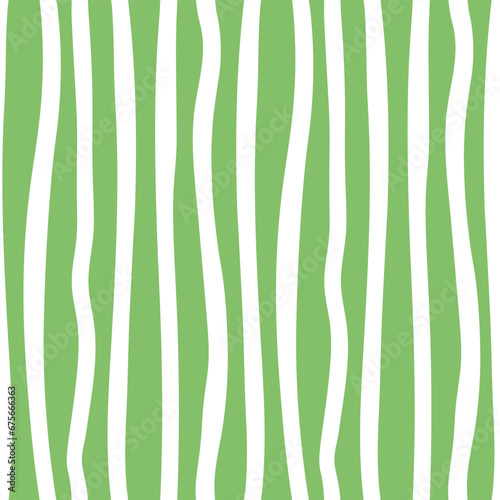Green seamless pattern with white wavy stripes