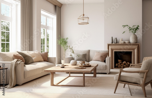 Luxurious living room area composition in rustic style © JuanM