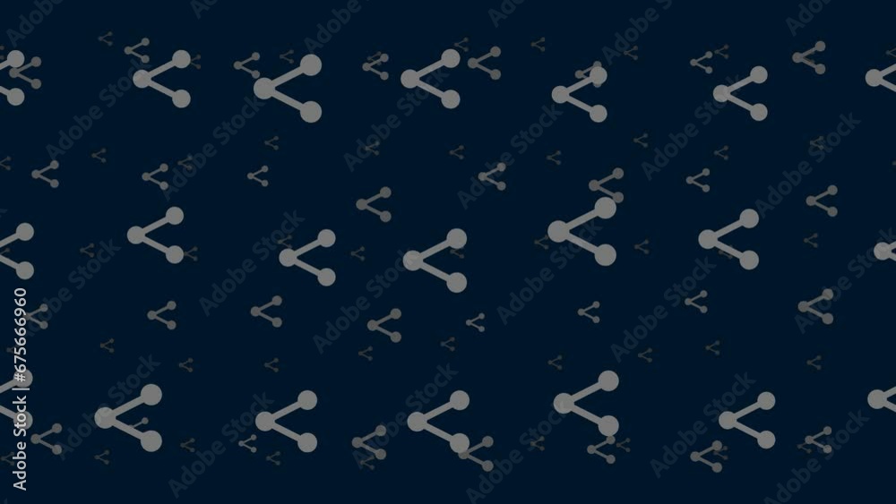 Share symbols float horizontally from left to right. Parallax fly effect. Floating symbols are located randomly. Seamless looped 4k animation on dark blue background Share symbols float horizontally from left to right. Parallax fly effect. Floating symbols are located randomly. Seamless looped 4k animation on dark blue background