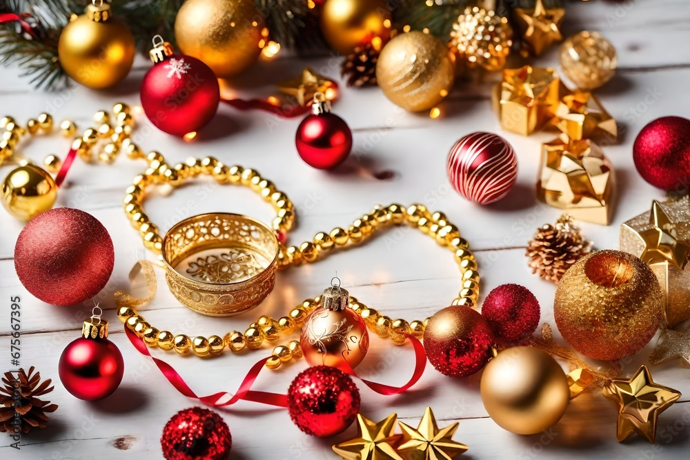 christmas decorations on white background christmas decorations on white background