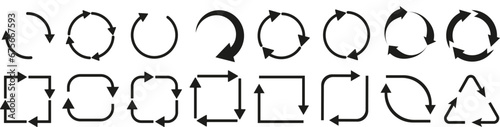 Set of round arrows. Refresh, reload and process. Recycle icon