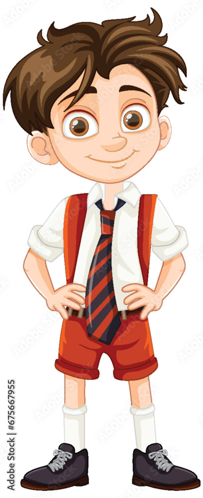 Adorable Cartoon Boy Student in School Uniform Adorable Cartoon Boy Student in School Uniform