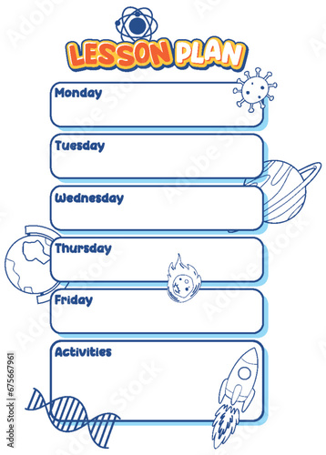 Weekly Lesson Plan Template for Monday to Friday