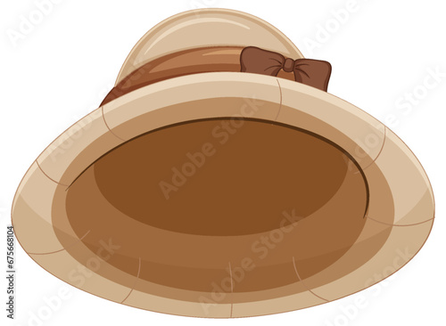 Isolated Woman in Straw Hat Cartoon Illustration