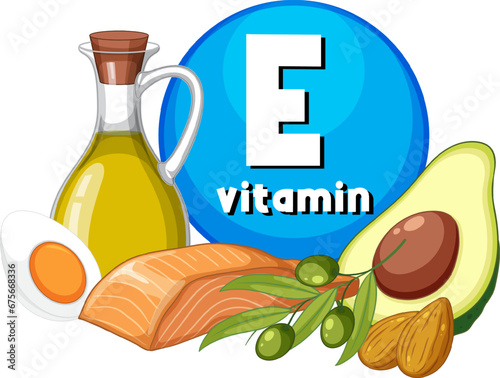 Educational Group of Food Containing Vitamin E