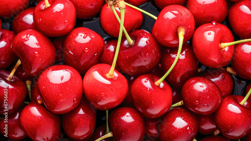 Cherries background. Close up of fresh red cherries.