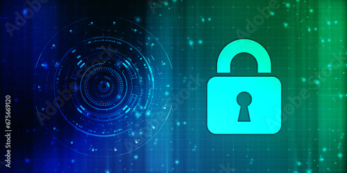 Wallpaper Mural Digital Padlock on abstract technology background, Technology security concept. Modern safety digital background. Protection system, Cyber Security and safety information, personal data concept Torontodigital.ca