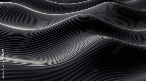 Abstract futuristic dark black background with wave design Realistic 3D wallpaper with luxury flowing lines. Elegant backdrop for poster, websites, brochures, banners, apps, etc. © ND STOCK