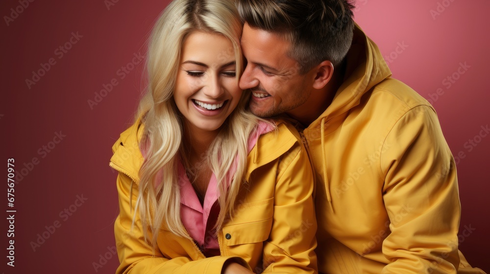 Loving Couple Warm Sweaters Having Fun, Gradient Color Background, Background Images , Hd Wallpapers
