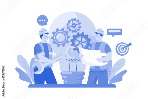Mechanical Engineer Illustration concept on white background