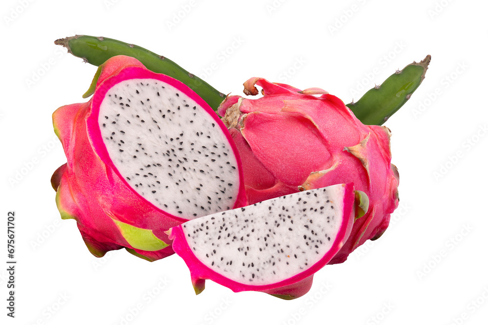 Sliced of Dragon Fruit or Pitaya isolated on a transparent background Sliced of Dragon Fruit or Pitaya isolated on a transparent background