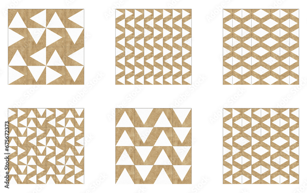 vintage old ceramic tiles wall decoration and background. Abstract geometric backgrounds. set of 6 abstract seamless patterns Portuguese floor tiles design for architecture, interior, design student