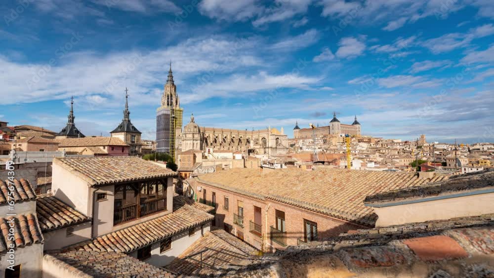 Timelapse of Toledo skyline and Cathedral in Toledo Imperial City, Spain Timelapse of Toledo skyline and Cathedral in Toledo Imperial City, Spain