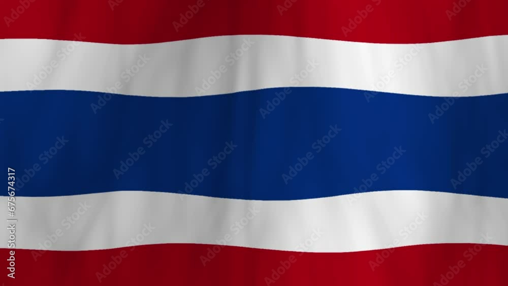 Flag of Thailand waving on a pole against a blue sky background Flag of Thailand waving on a pole against a blue sky background