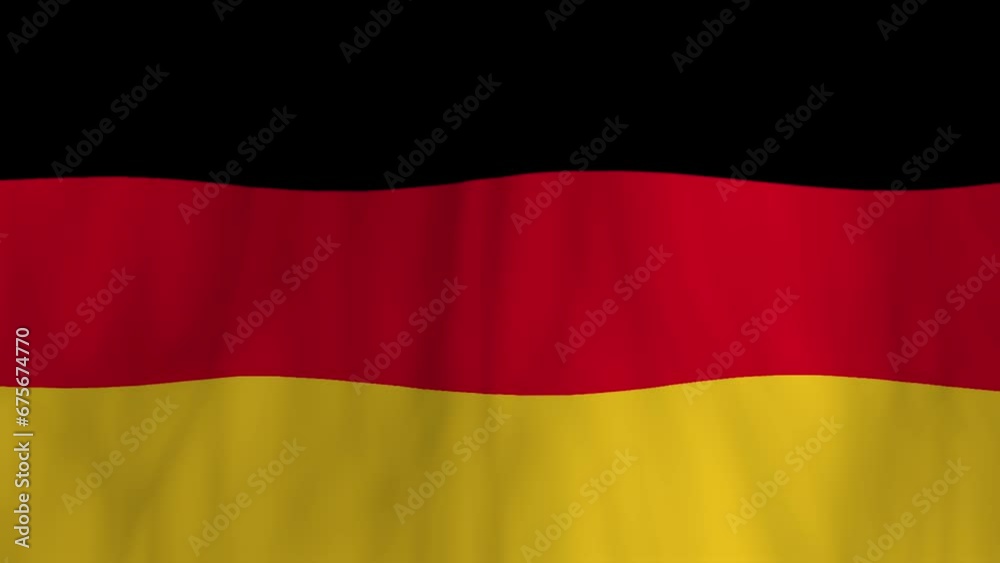 Flag of Germany waving on a pole against a blue sky background Flag of Germany waving on a pole against a blue sky background