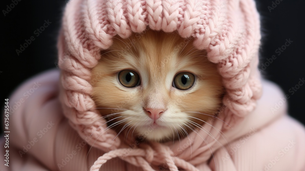 Redhaired Domestic Cat Winter Hat Scarf, Gradient Color Background, Background Images , Hd Wallpapers Redhaired Domestic Cat Winter Hat Scarf, Gradient Color Background, Background Images , Hd Wallpapers