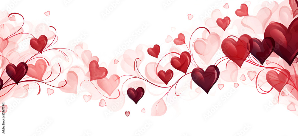 Banner with red and pink hearts on white background. Valentine's Day. Banner with red and pink hearts on white background. Valentine's Day.