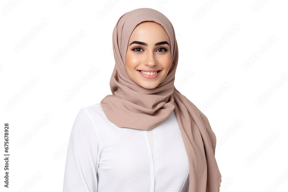 Islamic Charm Isolated Muslim Girl in Hijab with Transparent Background
