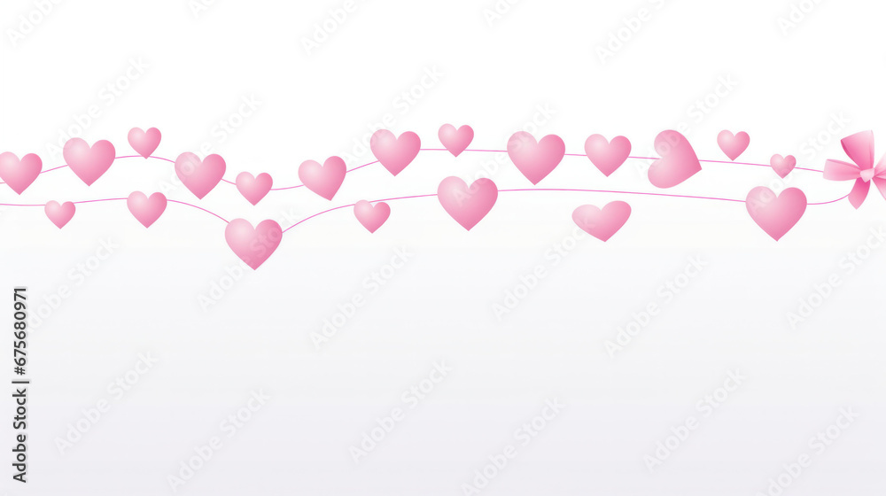 Seamless pattern of pink hearts floating on a white background, perfect for romantic designs