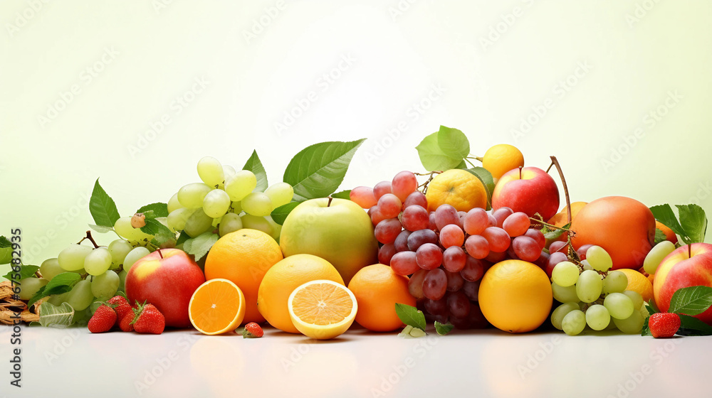 Composition of different fruits and vegetables on white background Composition of different fruits and vegetables on white background