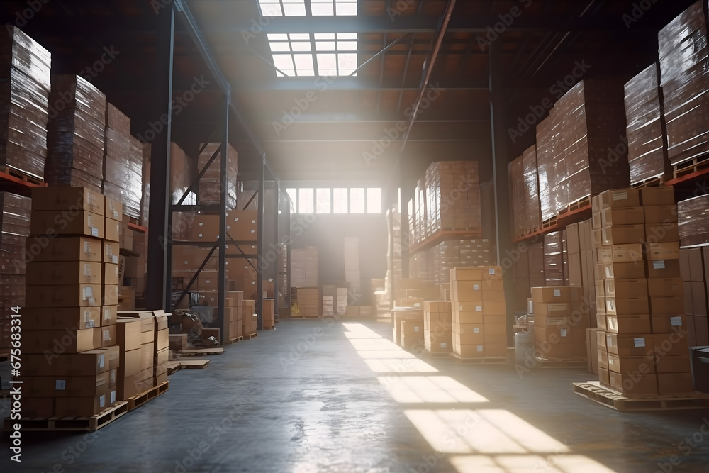 warehouse with boxes