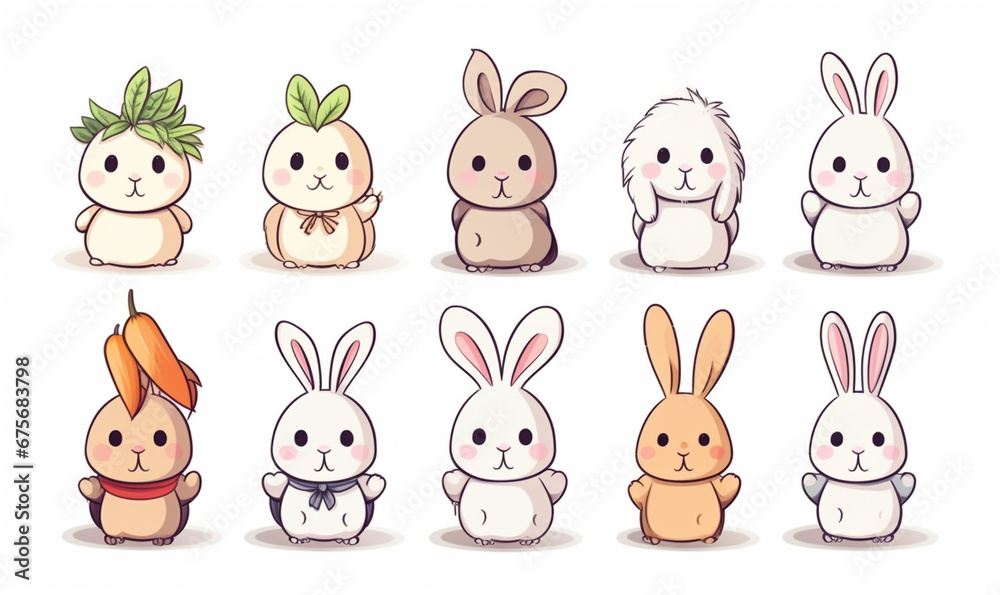 Cute little cartoon bunny for baby shower and Easter Cute little cartoon bunny for baby shower and Easter