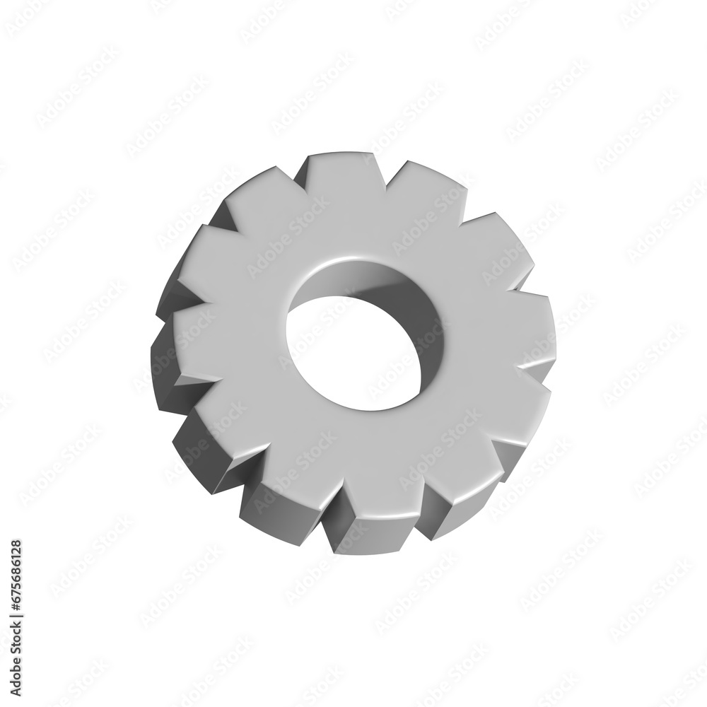 Gear setting icon 3d gray color, machine symbol Gear setting icon 3d gray color, machine symbol