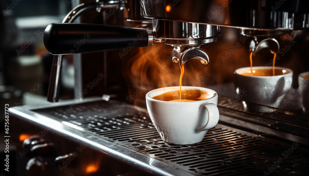 espresso machine pouring coffee into a glass espresso machine pouring coffee into a glass