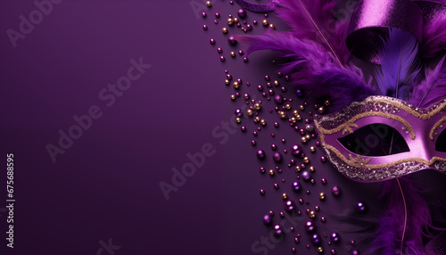 venetian carnival mardi gras mask on purple background