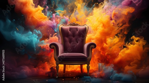 Mug Hot Tea Standing On Chair, Ultra Bright Colors, Background Images , Hd Wallpapers