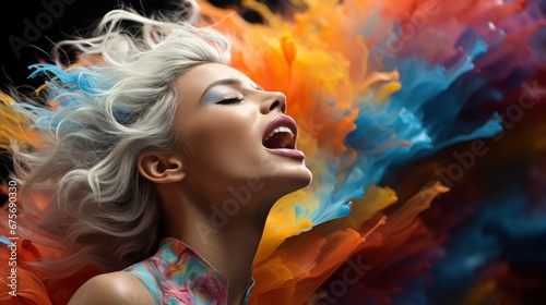 Sick Home Concept Woman Sneezing On, Ultra Bright Colors, Background Images , Hd Wallpapers