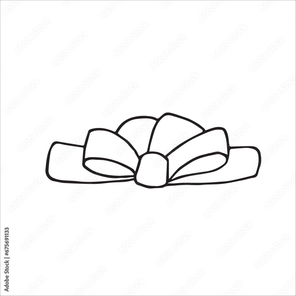 Bow silhouette. Outline drawing. Hand drawn vector illustration. Design element. For coloring, cards, printing, packaging, invitations, business cards, advertising Bow silhouette. Outline drawing. Hand drawn vector illustration. Design element. For coloring, cards, printing, packaging, invitations, business cards, advertising