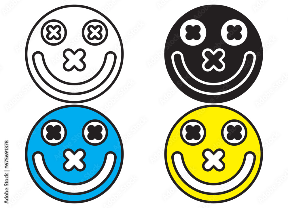 set of cartoon faces, set of emoji icons set of cartoon faces, set of emoji icons