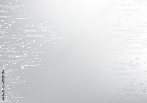 Abstract Technology Circuit board background. Grey white Abstract technology background. Digital technology with plexus background and space for your text 