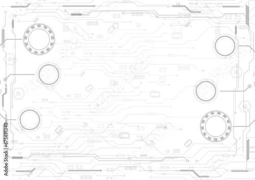 Abstract Technology Circuit board background. Grey white Abstract technology background. Digital technology with plexus background and space for your text 