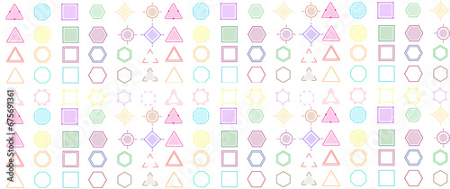 Abstract geometric background frame. Seamless pattern of colorful. Vector illustration for cheerful and happy designs. Perfect for wallpapers, fabrics, and backgrounds.	
