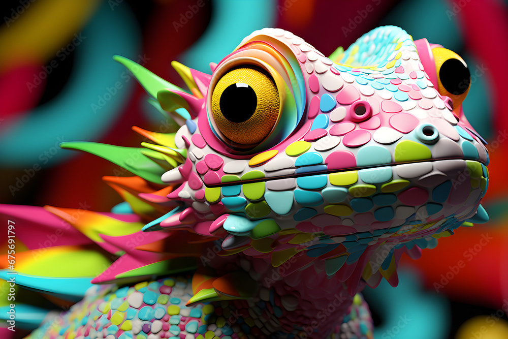abstract segmented 3D art background of a lizard
