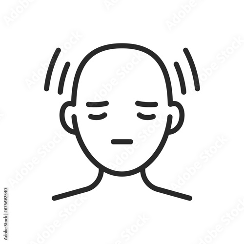 Hormones Headache Icon. Vector Outline Editable Sign for Depicting Head Pain Related to Hormonal Changes or Imbalances.