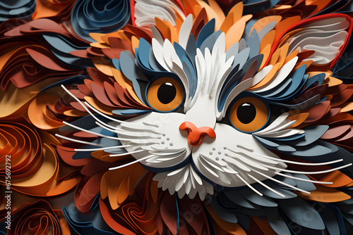abstract segmented 3D art background of a cat
