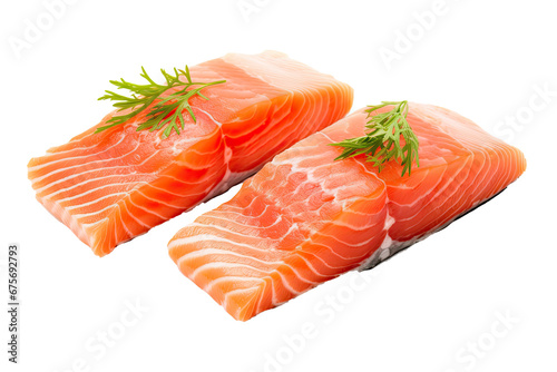Fresh Salmon Fillets on isolated transparant backgorund